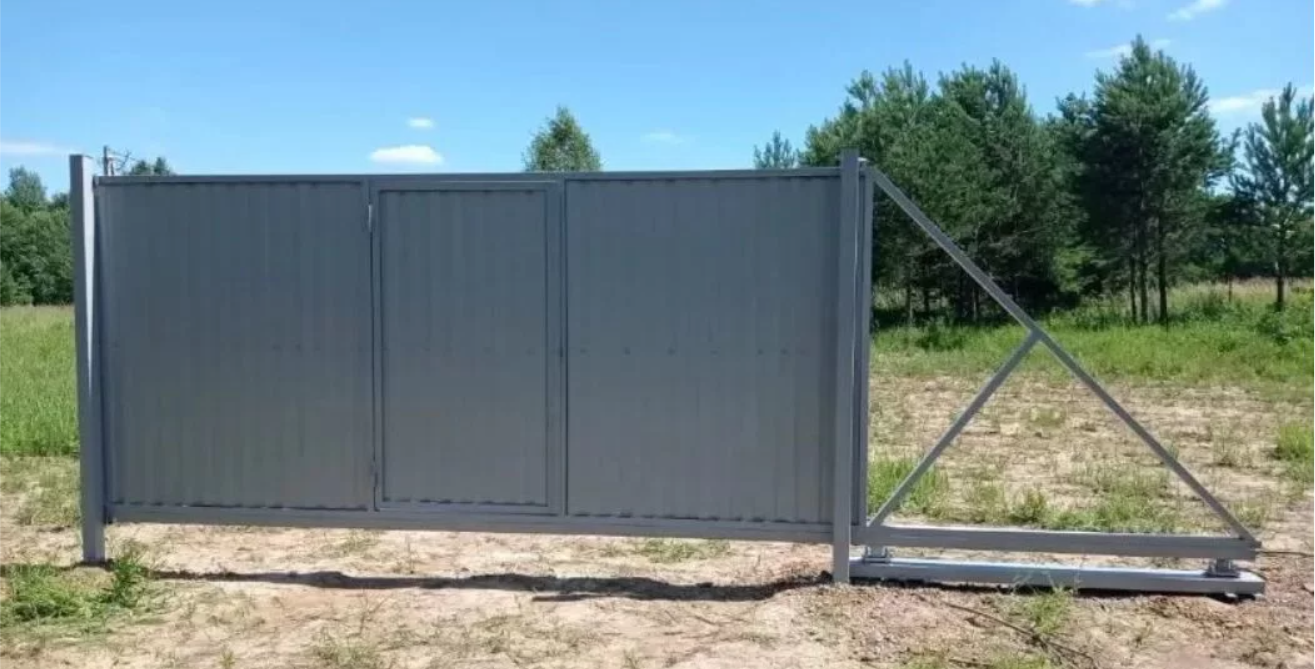 Откатные ворота на винтовых сваях 4500х2100